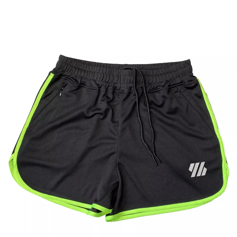 2024 Summer Breathable Three-Point Beach Shorts Men'S Elastic Gym Fitness Training Shorts Sports Zipper Pocket Mesh Men Shorts