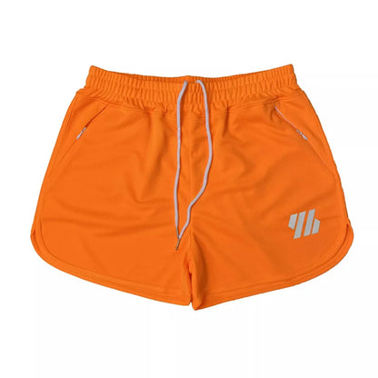 2024 Summer Breathable Three-Point Beach Shorts Men'S Elastic Gym Fitness Training Shorts Sports Zipper Pocket Mesh Men Shorts